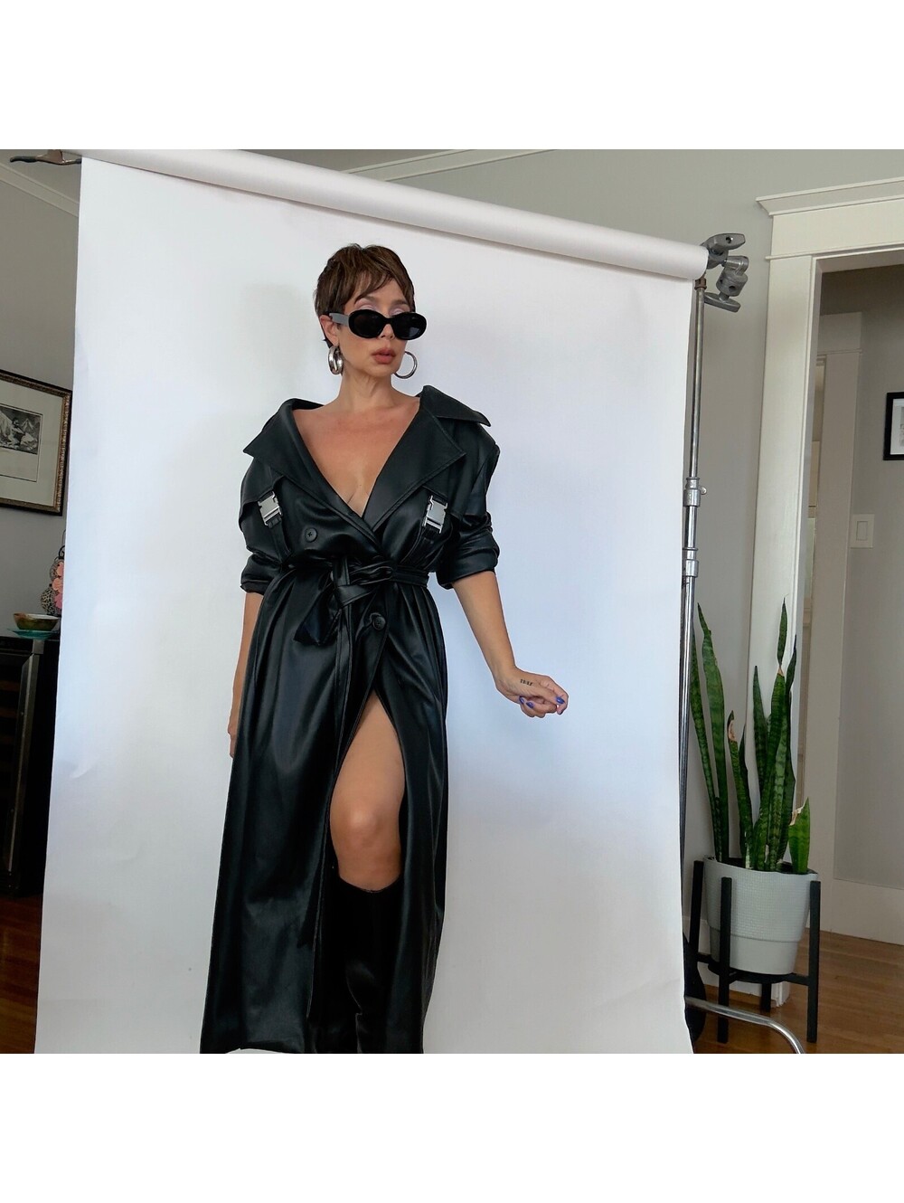 NAKD Faux Leather Trench Coat